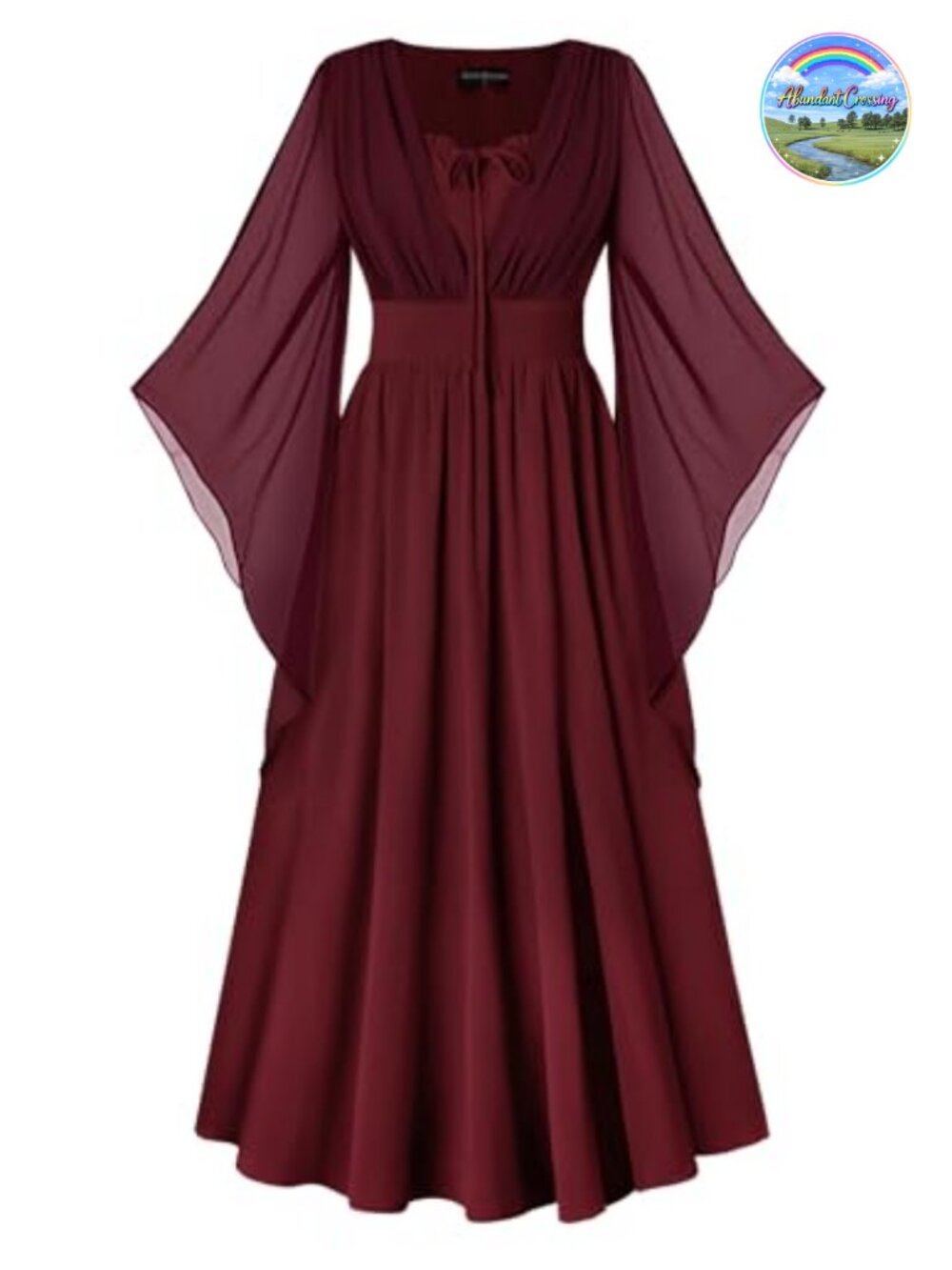 Renaissance Maxi Dress Front Slit A-Line 3/4 Sleeve Costume